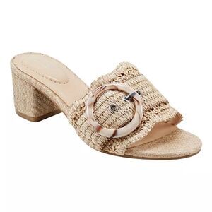 Bandolino Anni Crochet Block Heel Slide Dress Sandals sz 8